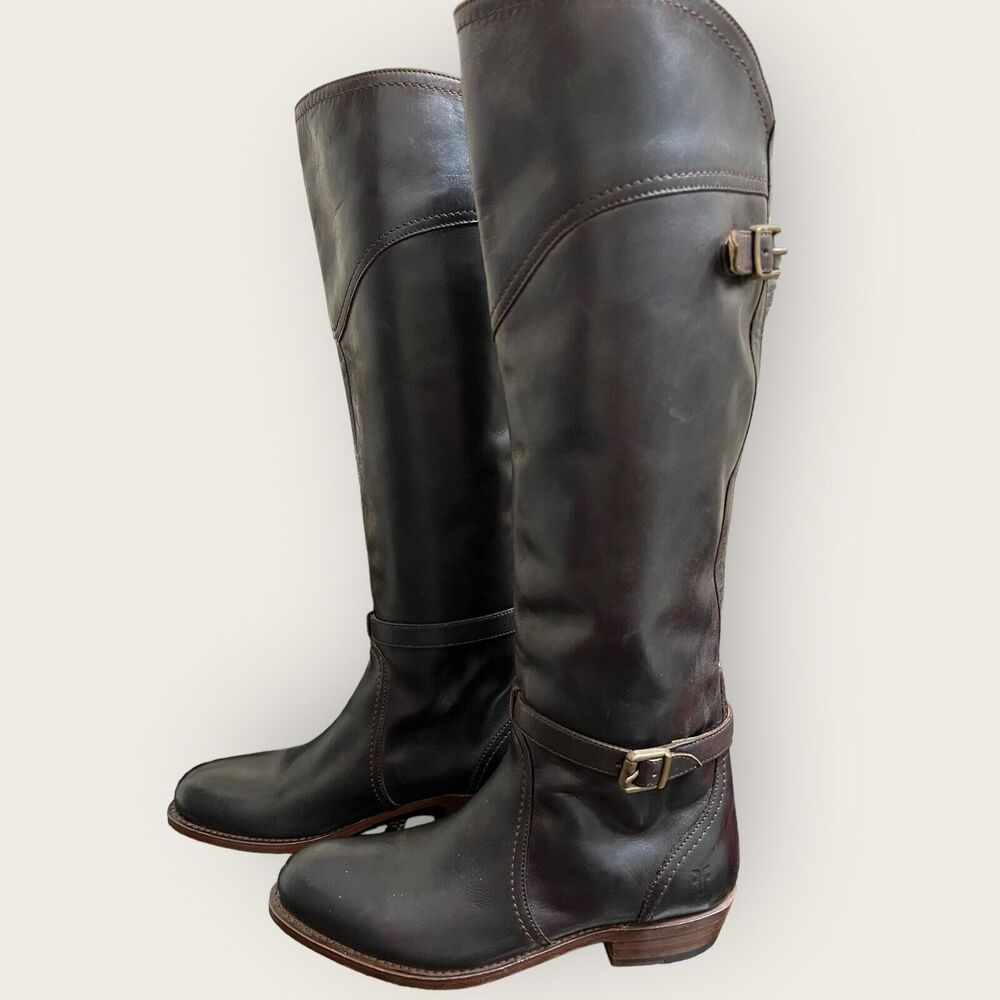 Frye Women's Over-the-Knee Leather Riding Boots in Dark Brown